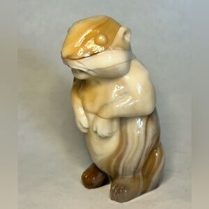 Vintage 1960's Imperial Glass Caramel Slag Glass Woodchuck Gopher Figurine Heavy
